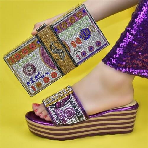OLOMM Fashion Shoe and Matching Bag for Nigeria Party Italian High Heels Autumn Slipper for Wedding African Women!Q1-26