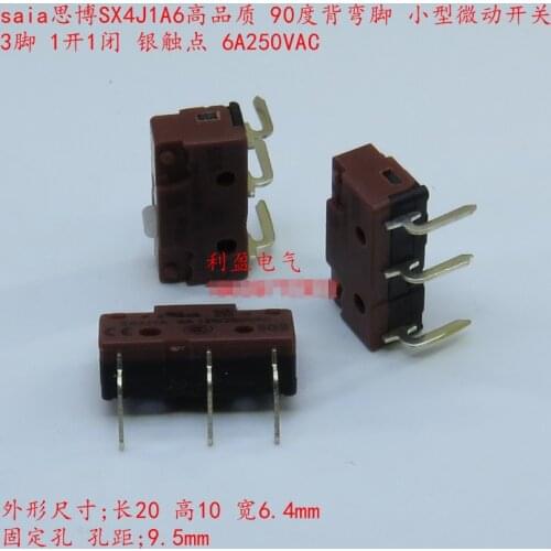Original new 100% SX4J1A6 silver point 90 degree back bend micro switch travel limit 6A250VAC KW12
