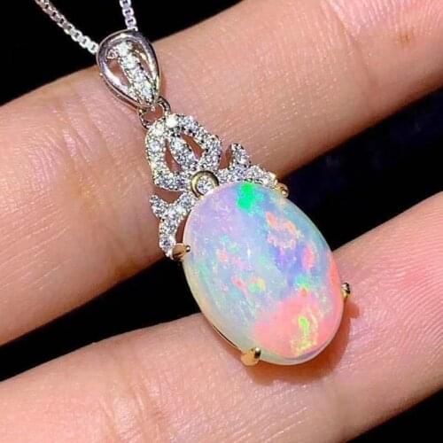 Natural Opal Pendant, Australian Mining Area, Color Change Effect, 925 Silver Send Chain 10*12mm