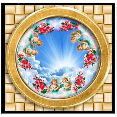 Custom ceiling wallpaper 3d zenith murals wallpapers Europe type ceiling murals angel figure wall papers for living room