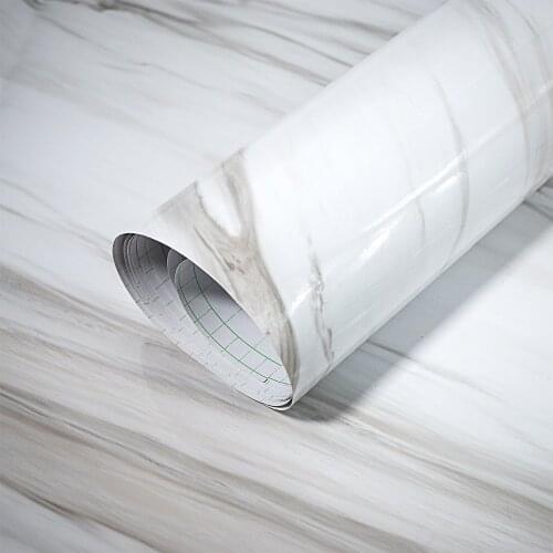 Glacier Snow White Marble Self-adhesive Vinyl Waterproof Wall sticker for Countertop Wallpaer Kitchen Bathroom