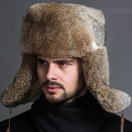 Winter Men Bomber Hat Warm Thicken Faux Fur Earflap Russian Caps Male Leifeng Windproof Snow Ski Hat Black Brown New Fashion