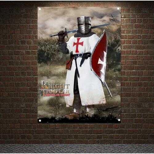 Medieval Knights of Christ History Poster Banners Wall Art Vintage Knight Templar Wall Hanging Crusades Paintings Home Decor
