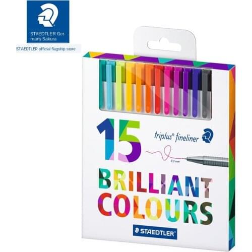 Staedtler 334 15 Triplus Fineliner Pens 0.3mm Marker Metal Clad Tip Color line pen needle pen gel pen 15 Colors Set