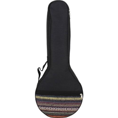 25in 4-Strings Banjo Bag Ethnic Style Ukulele Tote Case Cotton Backpack Musical Instrument Accessory