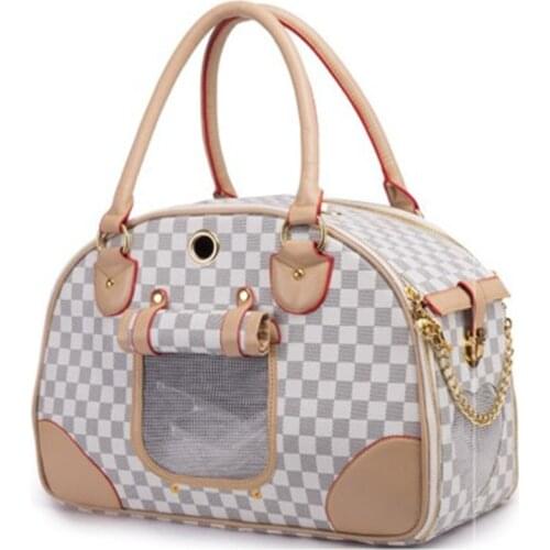 PU Leather Dog Carriers Fashion Pet Outdoor Carrier Sling Bag Puppies Cat Carrier Tote Bag Handbag For Outdoor Travel Walking