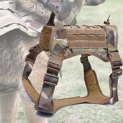 Tactical Dog Vest Army Training Dog Vest Combat Military Outdoor 1000D Nylon Harness Molle Adjustable Vest Tactical Hunting Dog