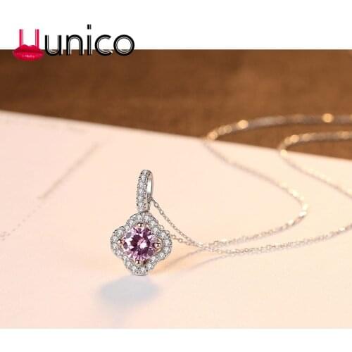 UUnico 100% 925 Sterling Silver Material Women Necklace Jewelry Flicker Cubic Zircon Pendants & Necklaces Collane Con Pendenti