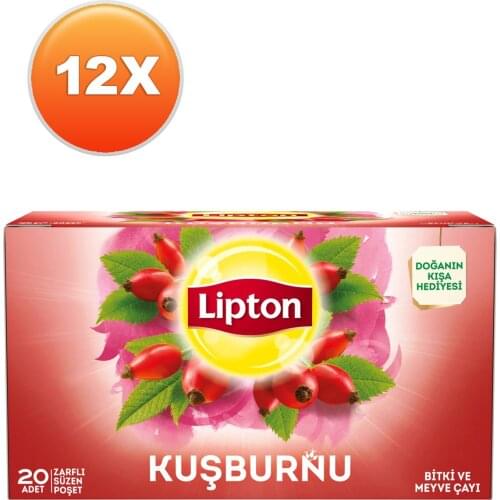 GREAT DRINK Lipton Rosehip Glass Bag Fruit Tea 20 x 2,5 Gr. Set of Twelve FREE SHİPPİNG