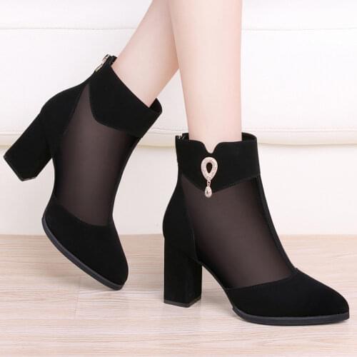 Spring autumn high heels wild thick heel Peep Toe sandals women summer 2021 new single shoes platform mesh women shoes fashion