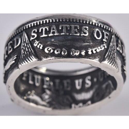 S925 Vintage Thai Silver Coin Ring for Men and Women Gift Jewelry Rings Wholesale
