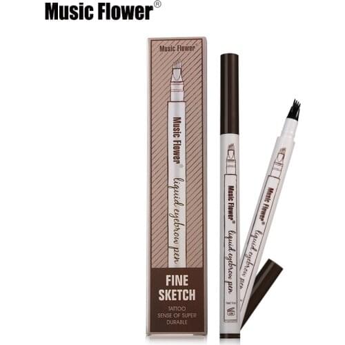 20pcs 3 Colors Music Flower Brand Makeup Fine Sketch Liquid Eyebrow Pen Waterproof Tattoo Super Durable Eye Brow Pencil