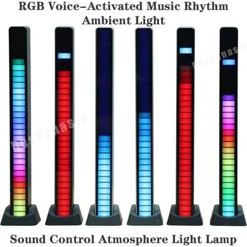 High Quality Car Sound Control Atmosphere Light RGB Voice-Activated Music Rhythm Ambient Lamp LED 18Colors for Bluetooth Speaker