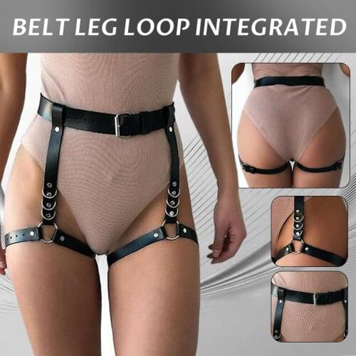 Women Sexy PU Leather Garter Body Waist Leg Thigh Harness Belt Straps Leg Suspender Punk Goth Style Stockings Garters