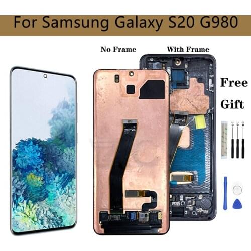 Amoled For Samsung Galaxy S20 LCD G980 G980F Display Touch Screen Digitizer Assembly With Frame For Samsung S20 Display6.2"