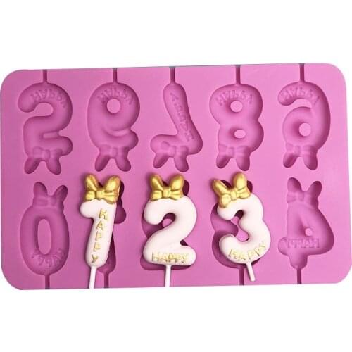 0-9 Cute Digital Silicone Mold DIY Chocolate Candy Mold Practical Cake Tool Bow Topper Cake Mold Cake Decorating Tools