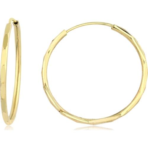 14k Pen Hoop Earrings Yellow (2. Model 4. Size) W4E35026