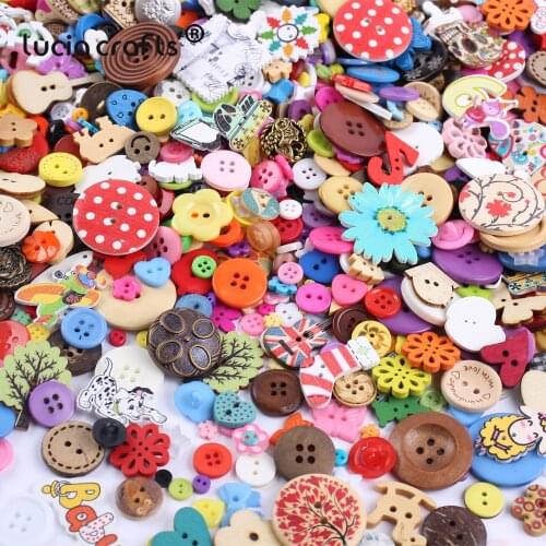 50g/lot Random Mixed Size Wood Plastic Buttons DIY Clothing Sewing Scrapbooking Crafts Apparel Supplies E0416