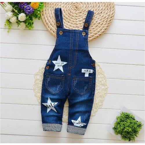 BibiCola Toddler baby Overalls Pants Trousers Infant Denim Jumpsuit Bebe Girl Boys Jeans Pants Toddler Trousers Spring Auatumn