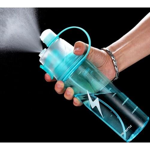 600ml Spray Water Bottle Large Capacity Moisturizing Cup Summer Sport for Outdoor Hiking Camping Climbing Travel Blue/Grey/Pink