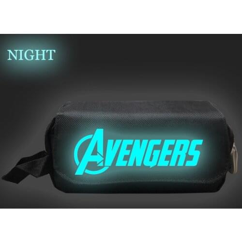 Marvel Super Heroes Stationery Box Spiderman Iron Man Student Double-layer Oxford Cloth Noctilucous Pencil Case Waterproof