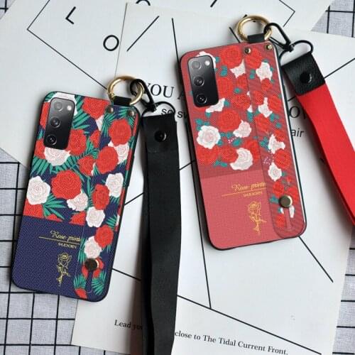 Luxury Floral Wristband Case For Samsung Galaxy Note 10 Lite 20 Fashion Lanyard TPU Cover For Samsung S11 Plus S20 FE S21 Ultra