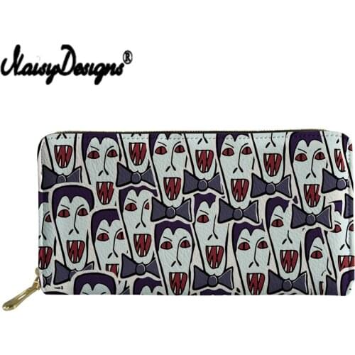 NOISYDESIGNS Gothic Long Wallets Women Cartoon Vampire Purses PU Coin Purse Card Holder Wallets Female Clutch Money Bags
