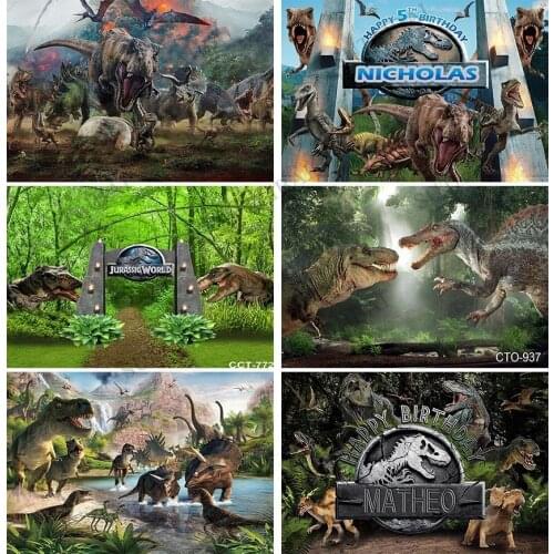 Jurassic World Background Photography Studio for Birthday Boy Customize Photo Backdrops Dinosaur Party Decorations