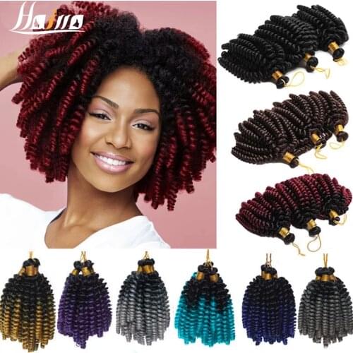 SNOILITE Short Ombre Jumpy Wand Curl Crochet Braids 20 Roots Jamaican Bounce Synthetic Crochet Hair Extension for Black Women