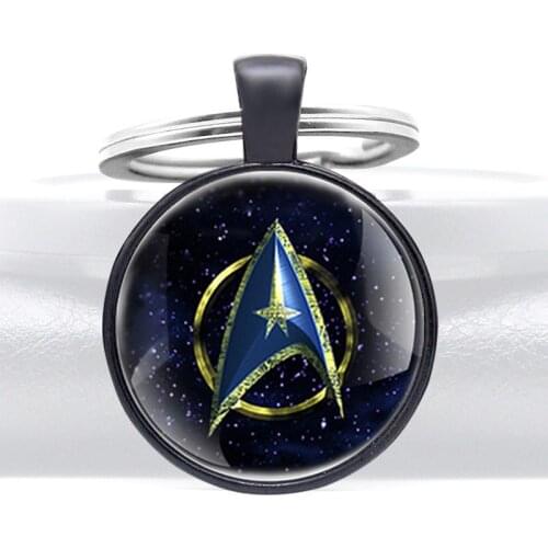 Classic Interstellar Symbol Glass Cabochon Keychain Pendant Necklace Men Women Charm key Ring Jewelry Accessories Gifts