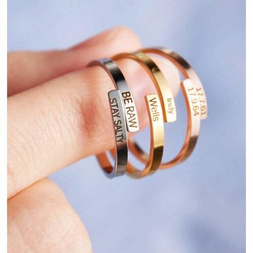 DIY Name Rings Open Adjustable Rings Customized Initials Letters Finger for Woman Sister Anniversary Birthday Gift