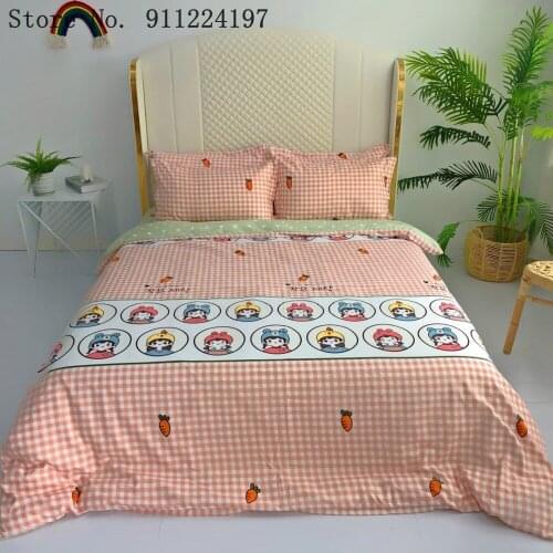 Cute Girl Duvet Cover Comforter Bedding Set Pink Cartoon Printi ng Luxury 3pcs Quilt Cover 200*229/140*210/210*210 Home Textile