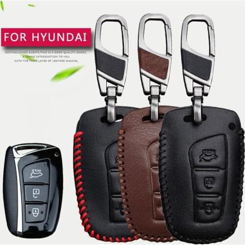 Leather Smart Car Key Cover Case for Hyundai IX20 IX35 Kona I40 I30 I20 I10 Hb20 Tucson Veloster Creta Solaris Sonata Key Holder