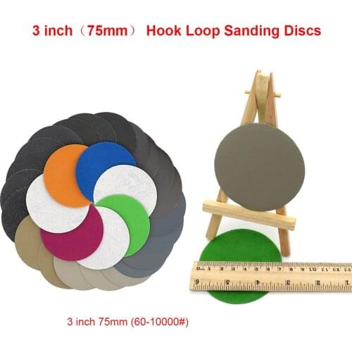 30pcs 75mm Hook Loop Sanding Discs 3 Inch Waterproof Round Sandpaper Silicon Carbide Abrasive 60 to 10000 Grit Wet / Dry