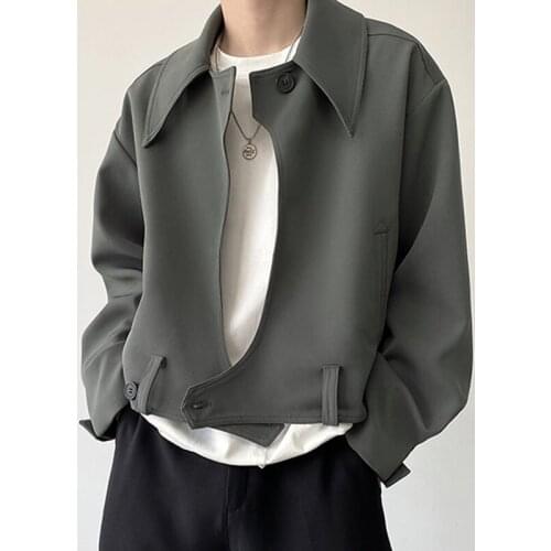 Hollow on The Chest Jacket Men Korean Fashion Streetwear Casual Loose Short Jacket Male Harajuku Chic Coat Outerwear