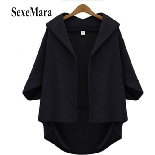 2020 Templates Autumn And Winter Loose Temperament Ladies Europe And The United States Wind Bat Sleeves Seven-Sleeve PIoint coat