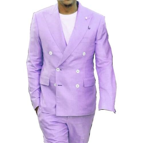 New Arrival Men Suit Summer Peak Lapel Double Breasted Business Casual Tuxedo Evening 2 Pcs(Jacket+Pant)Custom Made