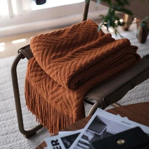 TONGDI Soft Warm Elegant Throw Lace Fringed Knitting Wool Blanket Pretty Gift For Sofa Bed Girl All Season Handmade Sleeping Bag