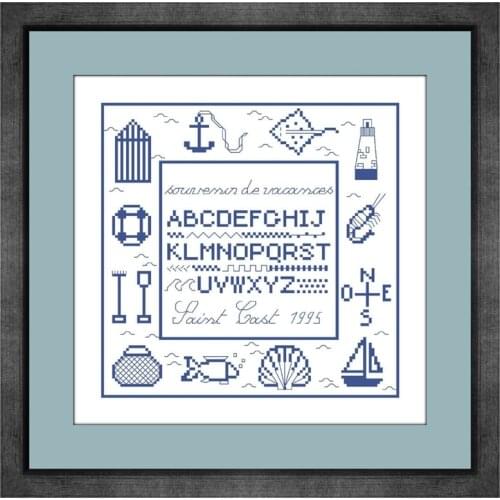 Alphabet of the sea cross stitch package simple color pattern white 18ct 14ct 11ct cloth cotton thread embroider DIY handmade