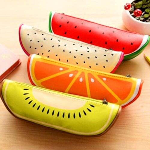 New Cute Fruit pencil case Pu pencil bag watermelon stationery bag kid Gifts pouch kalem kutu papeleria school office supplies