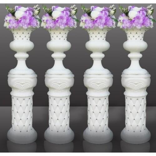Wholesale 4pcs Fashion Wedding Props Decorative Roman Columns White Color Plastic Pillars Road Cited Party Event Decor Supplies