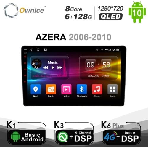 Ownice Octa 8 Core Android 10.0 Car DVD Radio Multimedia playback for Hyundai AZERA 2006 - 2010 4G LTE 6G+128G DSP SPDIF GPS