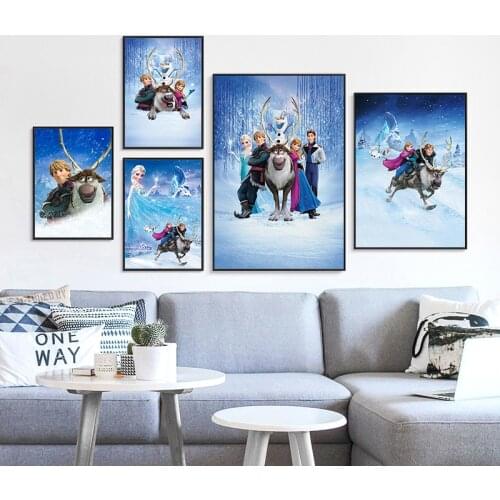 FROZEN Moive Poster Anna Elsa Disney Canvas Print Wall Art Posters for Girls Bedroom Home Decor Birthday Gift