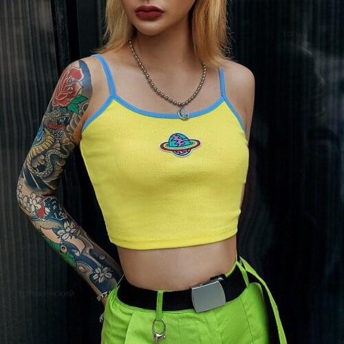 QICIUS Sexy Summer Cyber Y2k Crop Top Camisole Female Sleeveless Yellow Slim Tops Women 2021 Casual Clothing Cropped Vest C027
