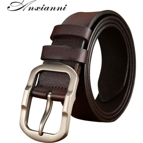 Anxianni brand genuine mens casual belt leather material pin buckle business retro mens versatile jeans high quality belt