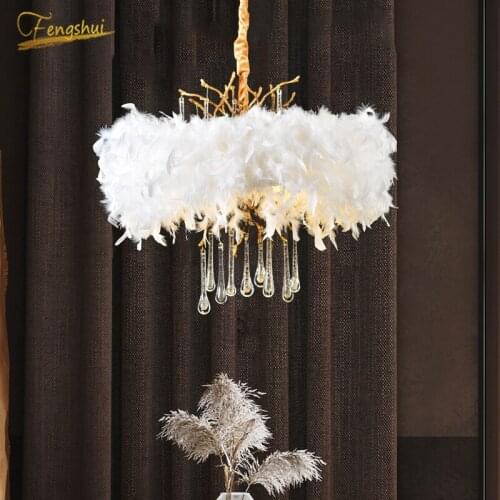 Nordic Luxury Feather Lamp LED Pendant Lights Lighting Living Room Bedroom Pendant Lamp Romantic Hanging Lamps Indoor Lighting