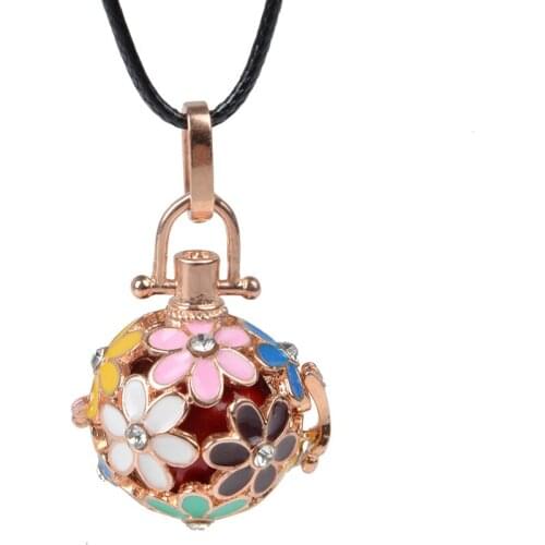 11Colors Rose Gold Color Round Angel Ball Baby Locket Cage Pendant Long Pregnancy Bell Necklace Chime Ball Necklace For Mother