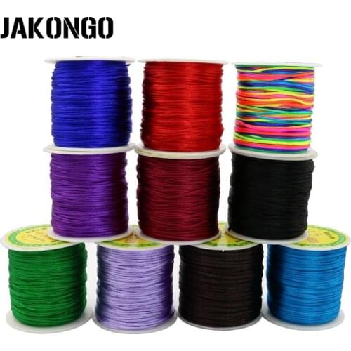 JAKONGO 1mm Silky Satin Braiding Cord Chinese Knoting Thread For Jewelry Making Rope for DIY Bracelet Necklace Handmade