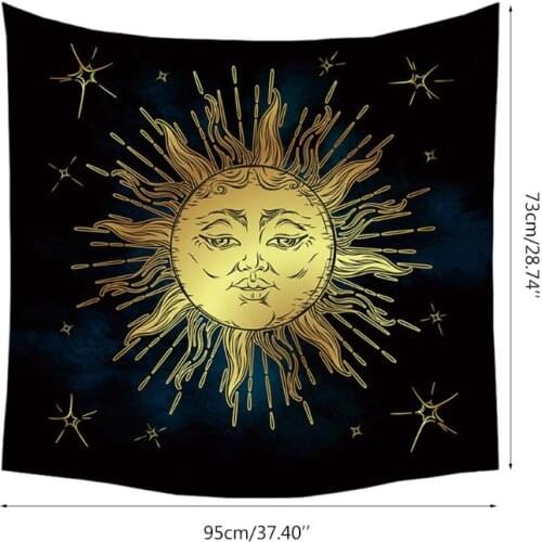 Sun and Moon Psychedelic Wall Tarot Tapestry AltarTarot Cloth Divination Accessories with Art Chakra for Bedroom Dorm Decor
