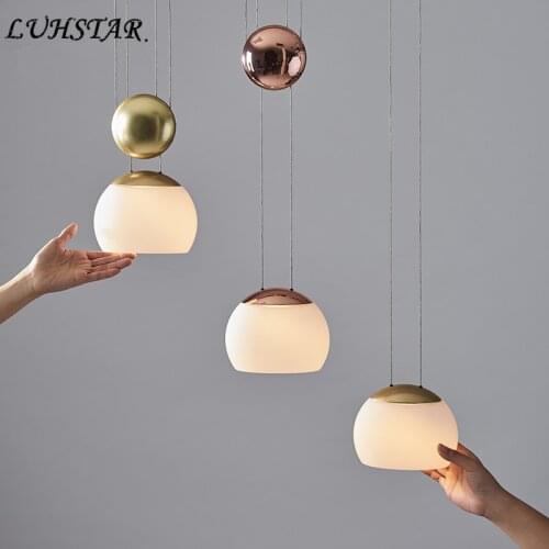 Modern Led Pendant Lights Creative Bedside Lamp Glass Lampshade Living Room Dining Room Hanglamp Home Deco Hanging Light Fixture